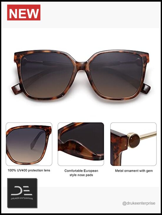 Square Sunglasses Women UV400 Protection Plastic Frame Metal Hinge main image 5
